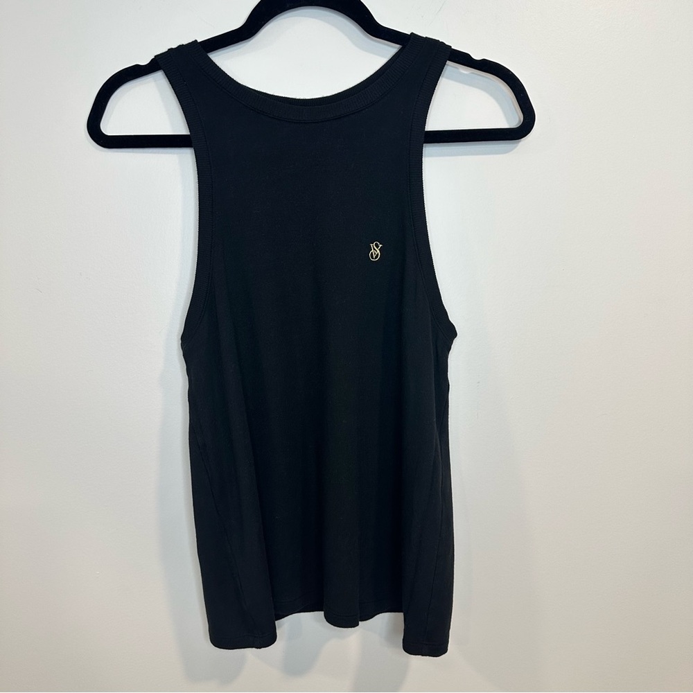 Victoria Secret Women’s Black Sleeveless Soft Logo Print Top Size XS NWOT